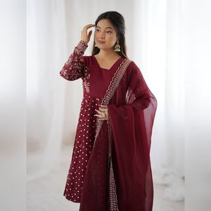 Wholesale manufacturer of crunchy silk sequence work <b>kurti</b> with sharara plazzo sets in bulk sizes for global exports - Product Image 3