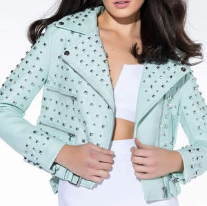 Chaqueta de Cuero 100% Genuino con Pedrería para Mujer, Diseño de Alta Calidad, Chaqueta de Cuero Puro de Primera Calidad para Mujer - Product Image 4