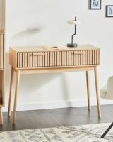 Table console en teck massif au design moderne pour usage intérieur, matériau de haute qualité avec finition en bois naturel