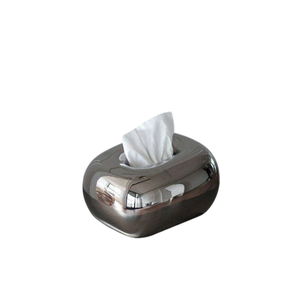 Creative Metal Tissue Box Ornaments Antique Design Living Room Coffee <b>Table</b> Desk Decoration Silver Plated <b>Rounded</b> Napkin Holder - Product Image 1