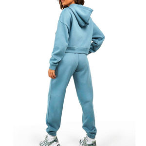 Sudadera con capucha corta azul claro para mujer Último estilo Transpirable y para el invierno Precio bajo - Product Image 2