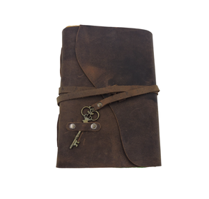 Bolso colorido Vintage Key Diario de cuero genuino con colorido hecho a mano Deckle Edge Paper Cuaderno encuadernado personalizable - Product Image 6