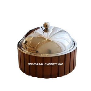 Réchauffeur de nourriture en métal nickelé mariage décoratif fournitures alimentaires casserole forme ronde luxe en gros métal Hotpot - Product Image 2