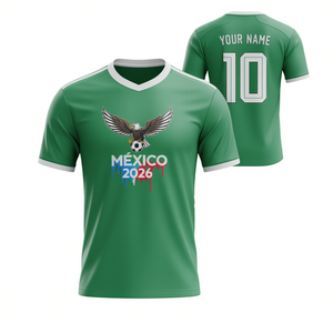 Maglia Unisex per Tifosi di Calcio Mondiali Messico 2026, T-Shirt Promozionale con Grafica Aquila Verde - Product Image 2