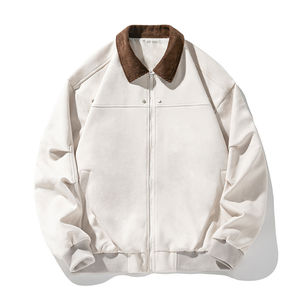 2025 Custom 400G Heavy Suede <b>Jacket</b> for <b>Men</b> <b>Corduroy</b> Lapel Splicing Fashion Vintage Soft Shell Leather <b>Jacket</b> <b>Men</b> - Product Image 4