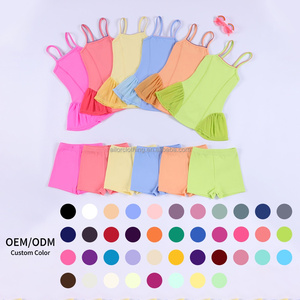 Girls <b>Dance</b> Practice <b>Dress</b> Spaghetti Strap Mesh Side Embroidery Accent Sleeveless built in Shorts Recital Style Custom Design - Product Image 4