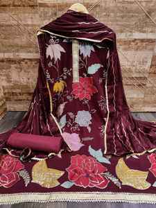 Foix Gorjet Matériel de robe en soie pure pour femme Costume tissé brodé avec style uni et fil de laine - Product Image 4