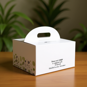 Boîtes mod. CANDY en carton avec poignée 32,8x22,5x7 cm blanc - Personnalisé - Product Image 3