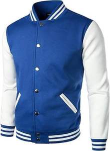 Blouson de baseball vintage classique et élégant de couleur unie pour hommes fabriqué sur mesure avec de la laine et de la peau de vache véritable Veste en cuir pour hommes - Product Image 1