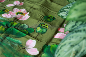 Bufanda elegante hecha a mano para mujer 100% tela de ramio orgánico patrón Floral de alta calidad estilo étnico pintado a mano hecho en Vietnam - Product Image 3