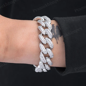 Usine Vente 19mm Moissanite Miami Cubain Bracelets Hip Hop En Argent Sterling Gourmette Diamant Bracelet pour Femmes Prix Abordable - Product Image 3