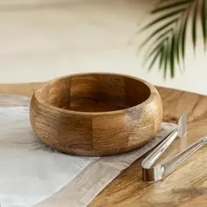 Tazón decorativo de madera de gran tamaño, ocho pulgadas de diámetro, hecho a mano, madera natural, centro de mesa para servir en la cocina, decoración del hogar - Product Image 6