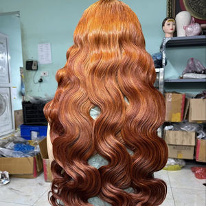 Vague de cheveux de couleur vietnamienne cheveux humains vierges pleine perruque avant en dentelle bouclés pour les femmes - Product Image 1