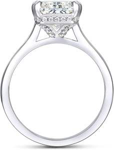 แหวนหมั้นเพชรโมอิสซาไนต์ทรงเรเดียนท์ 4 กะรัต ประดับเพชร เงินแท้ 925 สำหรับผู้หญิง สไตล์วินเทจ แบบหนามเตย วงแหวนนิรันดร์ เครื่องประดับสำหรับงานปาร์ตี้ - Product Image 2