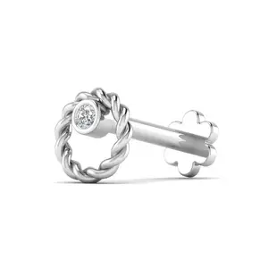 0.015ct圆形扭链设计一石纸牌钻石女式鼻针14KT黄玫瑰白金精品珠宝