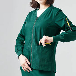 Veste de gommage à glissière uniforme à manches longues soins infirmiers veste à glissière médicale uniformes coton Scrubs Vestes - Product Image 5