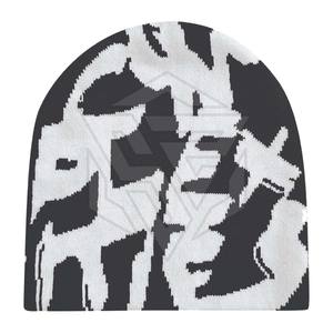 Unisex All-Over Printed Letter Jacquard Hip Hop Beanie Sombreros Gorros de punto de esquí únicos con diseño de letra única personalizada Jacquard - Product Image 3