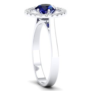 REYES GRA Bague Solitaire Moissanite Certifiée en Argent Sterling 925 Taille Ronde 0.84 Carat Saphir Bleu Pierres Précieuses Bijoux Fins - Product Image 3