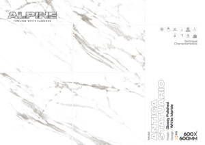 กระเบื้องเซรามิคเคลือบเงาหินอ่อนขัดเงาขนาด600x600มม. ลาย Antica statuario-มันวาวขนาด60x60ซม. สำหรับตกแต่งภายใน - Product Image 3