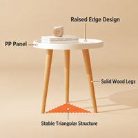 Table d'appoint ronde en bois minimaliste moderne avec plateau surélevé, compacte pour les intérieurs modernes et commerciaux