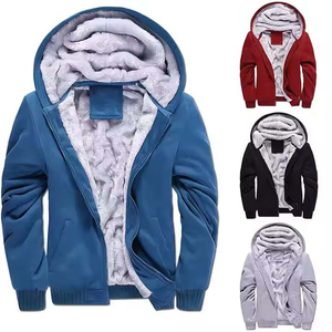 Fur <b>Lined</b> Hooded Men's Winter Thick Warm <b>Sherpa</b> Fleece <b>Hoodie</b> Zip Sweater Custom Color Custom Logo - Product Image 4