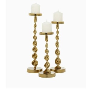 Home Decorative Aluminum Candle <b>Pillar</b> Holder Gold Plated Modern Style Candle Stand for Wedding Tabletop Decor Handmade - Product Image 3