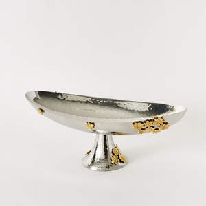 Maison salle à manger luxe Style métal haut pied Snack assiette de service en acier inoxydable fruits secs assiette à dessert avec support - Product Image 4