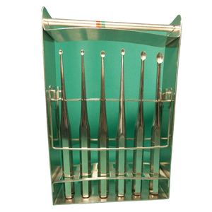 Juego de cureta de hueso Brun personalizado, cuchara afilada redonda, mango de acero de 17 cm, eje recto, Copa ovalada, instrumentos óseos ortopédicos - Product Image 1