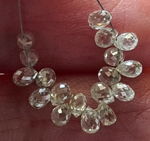 White Diamond Drop Sparkling Clear White Faceted Diamond Tear Drops, Diamond Drops - Product Image 2