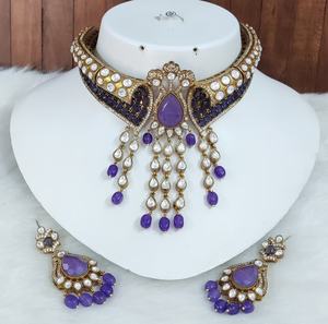 Premium Quality Moissanite Polki Brass and Doublet Stone Beads Designer <b>Necklace</b> <b>Set</b> <b>For</b> <b>Women</b> Perfect <b>For</b> Weddings, Party Wear - Product Image 3