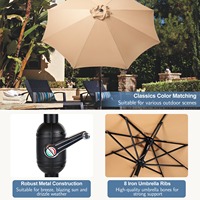 Meubles de jardin commerciaux Parapluie de patio extérieur imperméable kaki de 9FT avec parapluie de marché d'ascenseur de manivelle pour le café d'hôtel