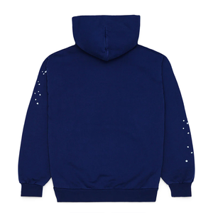 Chất lượng cao màu xanh đậm thư <span class=keywords><strong>web</strong></span> in tinh khiết bông lỏng dài tay áo hoodie cho nam giới và phụ nữ thiết kế bộ Rhinestone Bộ - Product Image 3