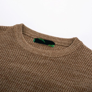 Jersey de cuello redondo para hombre, suéter de punto de manga larga con textura de gofre, diseño acanalado informal transpirable con patrón de rayas, Invierno - Product Image 5