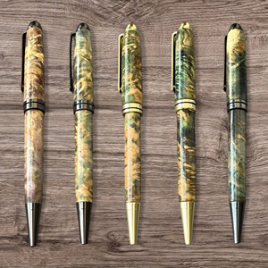 Stylos à bille en bois stabilisé haut de gamme, logo gravé personnalisé, style unique en bois de ronce, 0,7 mm, cadeau promotionnel - Product Image 1