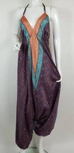 Combinaison de plage pour femmes, combinaison en soie de sari recyclée indienne, combinaison de mode estivale - Product Image 3