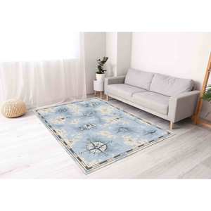 พรมลายเข็มทิศทะเล พรมพิมพ์ลาย: พรมสีน้ำเงินสำหรับห้องเด็ก พรมเนื้อนุ่มแบบไม่ทอ - Product Image 2