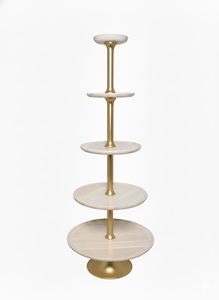 Support à gâteau de mariage en métal doré à 5 niveaux, présentoir rond pour cupcakes, tour de présentation pour événements, décoration de fête - Product Image 4