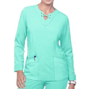 Tenue médicale pour femmes avec tissu respirant, coupe confortable, haut à manches courtes et pantalon assorti, conception OEM 2026 - Product Image 3