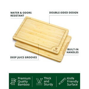 Tagliere in Bambù e Legno d'Ulivo 30x20 cm con Manico, Vassoio Rettangolare per Cucina, Blocchi da Taglio Sostenibili - Product Image 3