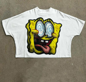 T-shirts à col montant surdimensionné personnalisés T-shirts lourds de gros Chemise unie pour hommes T-shirt coupe carrée - Product Image 3