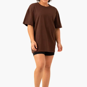 T-shirts d'été pour femmes en Spandex/Coton de qualité supérieure, style streetwear, décontractés, personnalisables, couleurs unies, respirants et à séchage rapide - Product Image 4