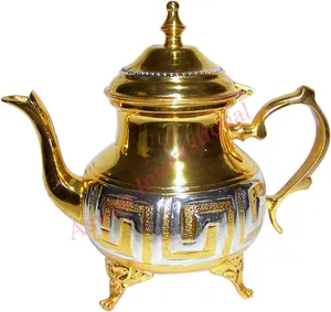 有吸引力的价格顶级质量最高质量的黄铜咖啡和茶具，带铜脚本图案