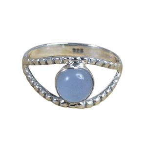 พลอยคาลซิโดนีสีน้ำเงินทำด้วยมือแหวนเงินสเตอร์ลิง925ทึบพร้อมพลอยธรรมชาติของขวัญ925แสตมป์งานแต่งงาน - Product Image 1