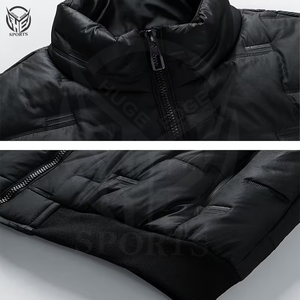 Gilet matelassé coupe-vent à capuche pour homme, fermeture éclair, vêtement d'extérieur, 100% polyester, écologique, séchage rapide - Product Image 4