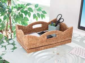 New Design Hand-Woven Rattan Serving <b>Tray</b> Rectangle Decorative Serving <b>Tray</b> for Storage Breakfast <b>Drinks</b> - Product Image 6