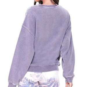 2025 Latest Design Long Sleeve <b>Women</b> Acid Wash Sweatshirt New Arrival <b>Women</b> Pullover Sweatshirts In Low MOQ - Product Image 6
