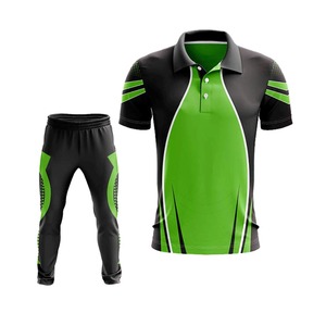 Alta calidad nuevo diseño de poliéster verde impresión logo manga corta deportes logo Polo negro personalizado Cricket Jersey - Product Image 2