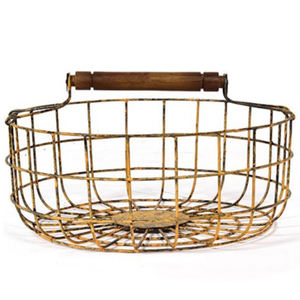 Cesta de Alambre Decorativa Clásica y Elegante Hecha a Mano, Personalizada, con Asa de Madera, Estilo Antiguo, Vintage, para Recoger Huevos - Product Image 4