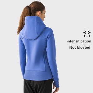 Veste de sport pour femme avec logo personnalisé Hoosie, vêtements de sport, veste de course, sweat-shirt à capuche épais avec fermeture éclair intégrale, tissu respirant 100% coton - Product Image 3