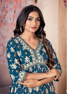 Heavy Rayon Print Embroidery Sequence Work <b>Kurti</b> - Product Image 2